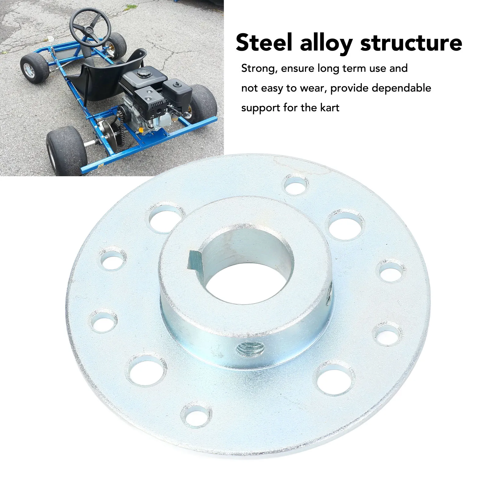 

Rear Sprocket Drum Brake Hub Adapter Steel Alloy Go Kart Sprocket Hub High Strength with 1/4 Inch Keyway for Mini Bike