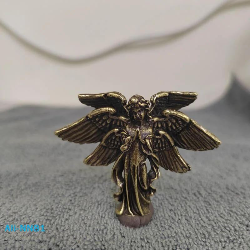 【N】Copper Six Winged Angel Love Cupid Statue Small Ornament Brass Angel Figurines Desktop Decoration Home Decor Accessories