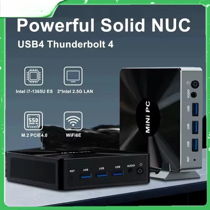 Mini-ordinateur de jeu Topton Metal Nuc, Intel i7 1365U ES 10 cœurs, Thunderbolt 4, 2*DDR5, 2*2.5G LAN, pare-feu, PC Windows 11, WiFi6E