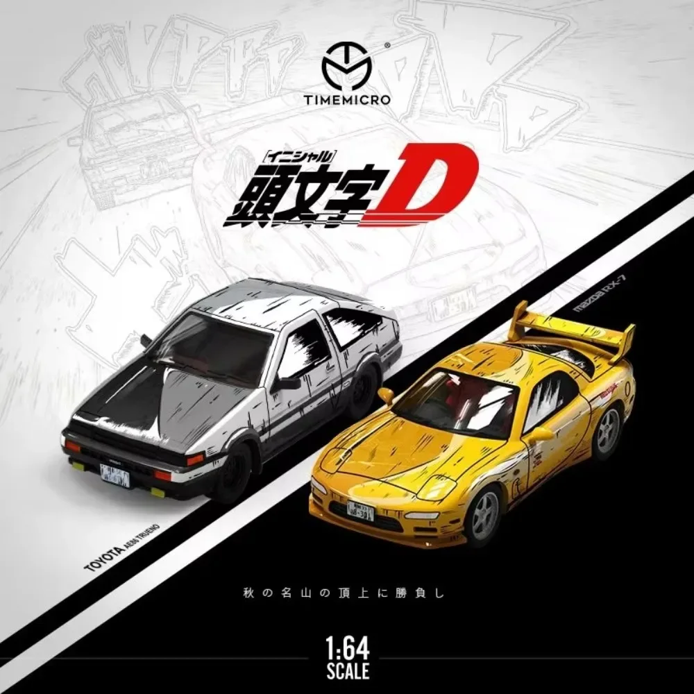 

TIME MICRO 1:64 Initial D Tofu Shop AE86 RX-7 Comic Version True Scale Miniatures Alloy Model Car Collection Toy Birthday Gift