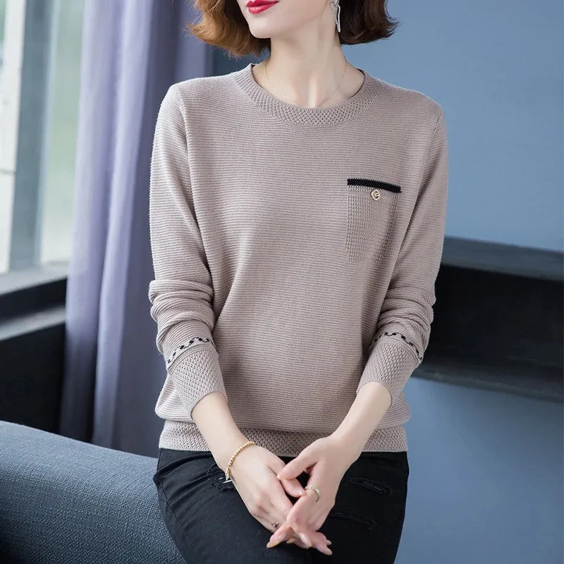 

Autumn And Winter Cashmere Sweater Women's Crew Neck Pullover Casual Knitted Top Women's Short Jumper Bottoming Shirt