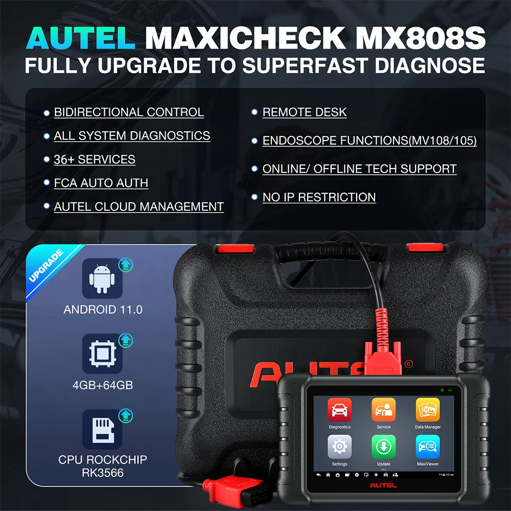 Autel MaxiCheck MX808S OBD2 Code Reader Diagnostic Scan Tool 2024 Bi-Directional Control Scanner OE-Level All Systems Diagnosis