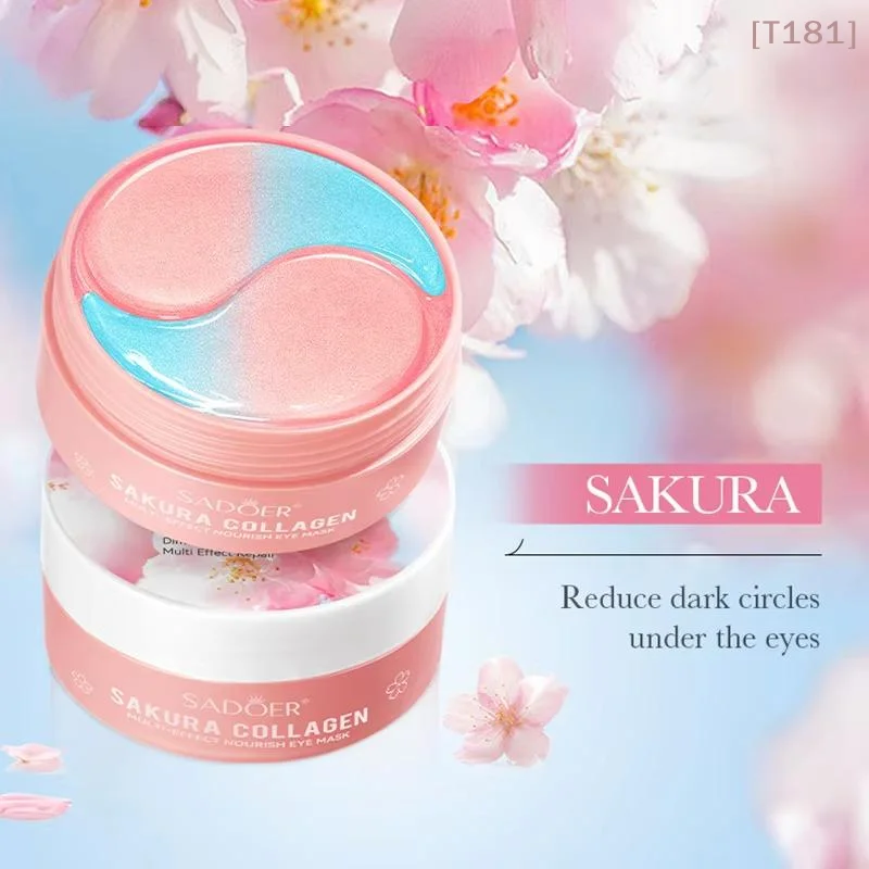 

60 шт. SADOER Sakura Collagen Eye Mask: Увлажняющие и укрепляющие патчи для глаз против темных кругов и мешков под глазами, уход за кожей вокруг глаз