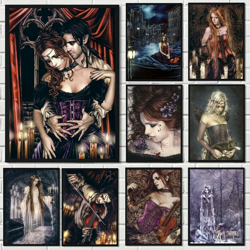 Victoria Frances Vampires Girl Diamond Embroidery Cross Stitch DIY Diamond Painting Gothic Fantasy Witch Rhinestone Home Decor