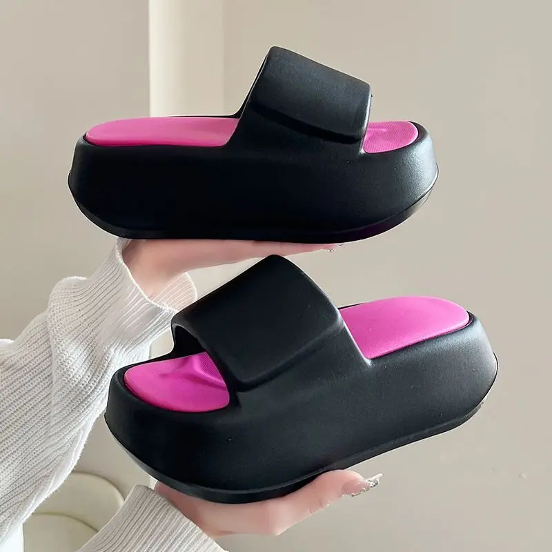 새로운 24시간 배송 무취 EVA 슬리퍼 여성 여름 하이 청키 슈즈 여성 하이 플랫폼 클로그 슬리퍼 여성 키높이 신발