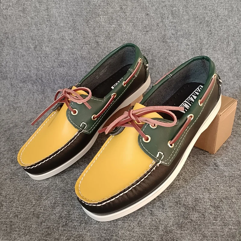 2026 الكلاسيكية الجلود والحبوب الكاملة قارب الأحذية الأحذية حذاء رجالي Handsewn العلامة التجارية الفاخرة المتسكعون الأخفاف للرجال #4