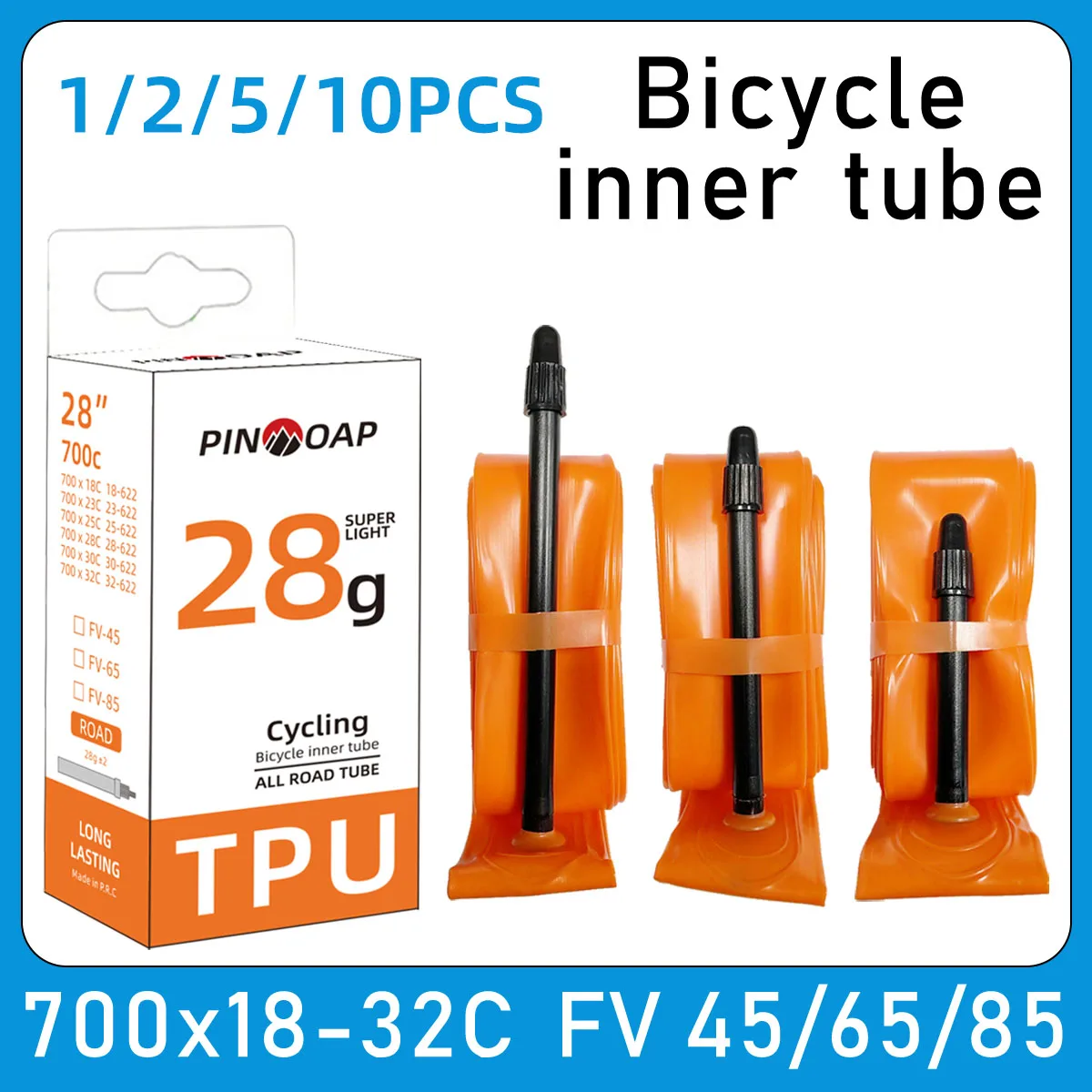 1/2/5/10P Road Bike Inner Tube Ultra Light TPU Inner Tube 700x18-32c Explosion-Proof And Puncture Resistant Essential For Riding