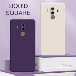 Coque carrée en silicone liquide d'origine pour Huawei Mate 9 10 Pro, protection de l'appareil photo, coque arrière mignonne pour téléphone Mate9 Mate10 10Pro