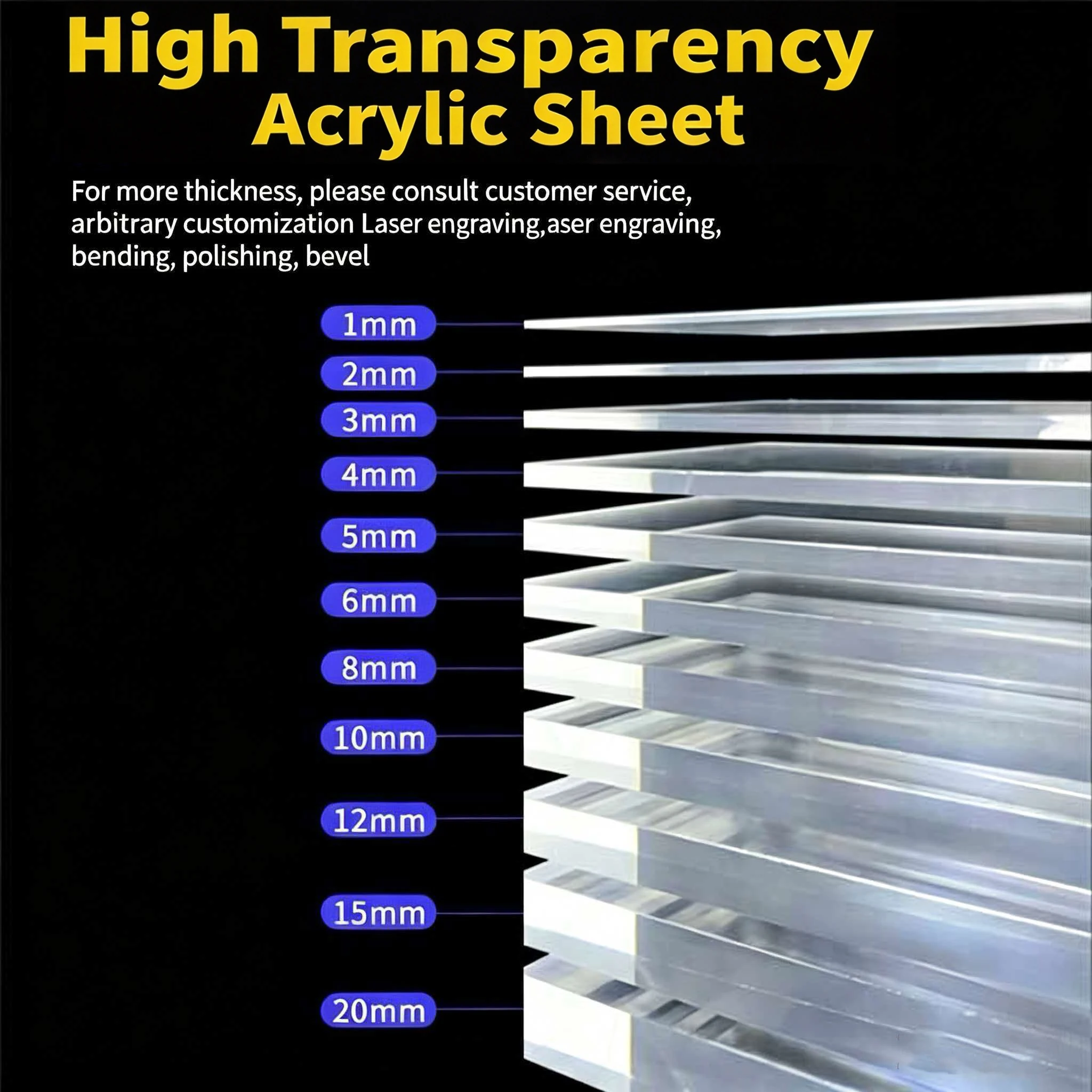 1.5/1/2/3/4/5/6/8/10/12/15mm Thick Clear Acrylic Sheet Transparent Plexiglass Sheet Processing Custom Handmade DIY Display Box