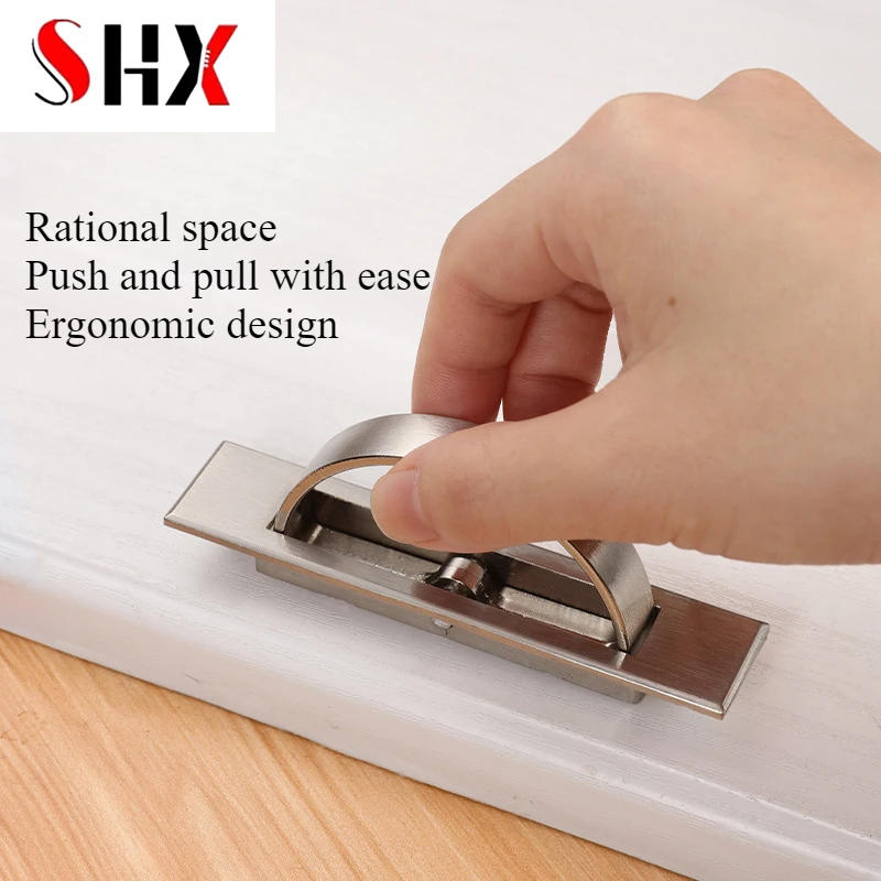 مقبض تاتامي من الفولاذ الأسود المصقول بمقبض مخفي ومقبض قلاب مدمج في درج خزانة مخفي #4