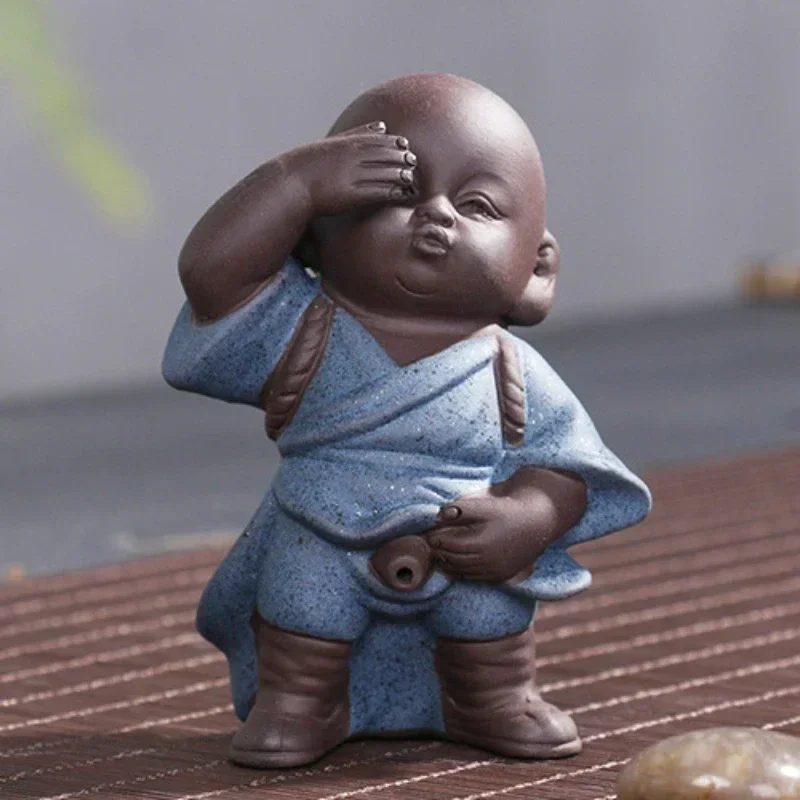 2024 tea pet ornaments Chinese folk art purple clay ornaments handicrafts peeing boy doll squirting tea accessories