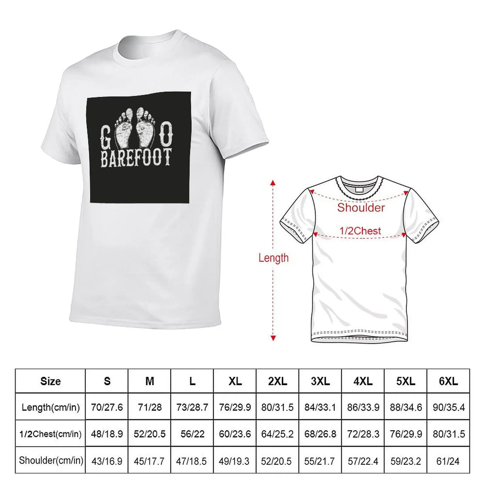 تي شيرت Go Barefoot تي شيرت قطني للرجال 100% تي شيرت برسوم جرافيك للرجال