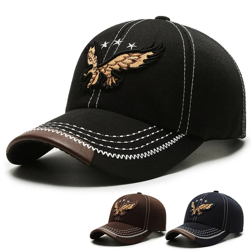 2026 Men's Baseball Cap - Korean Version - Spring-Summer Outdoor Sun Protection Embroidered Eagle Beanie Casual Hat - Thin Style