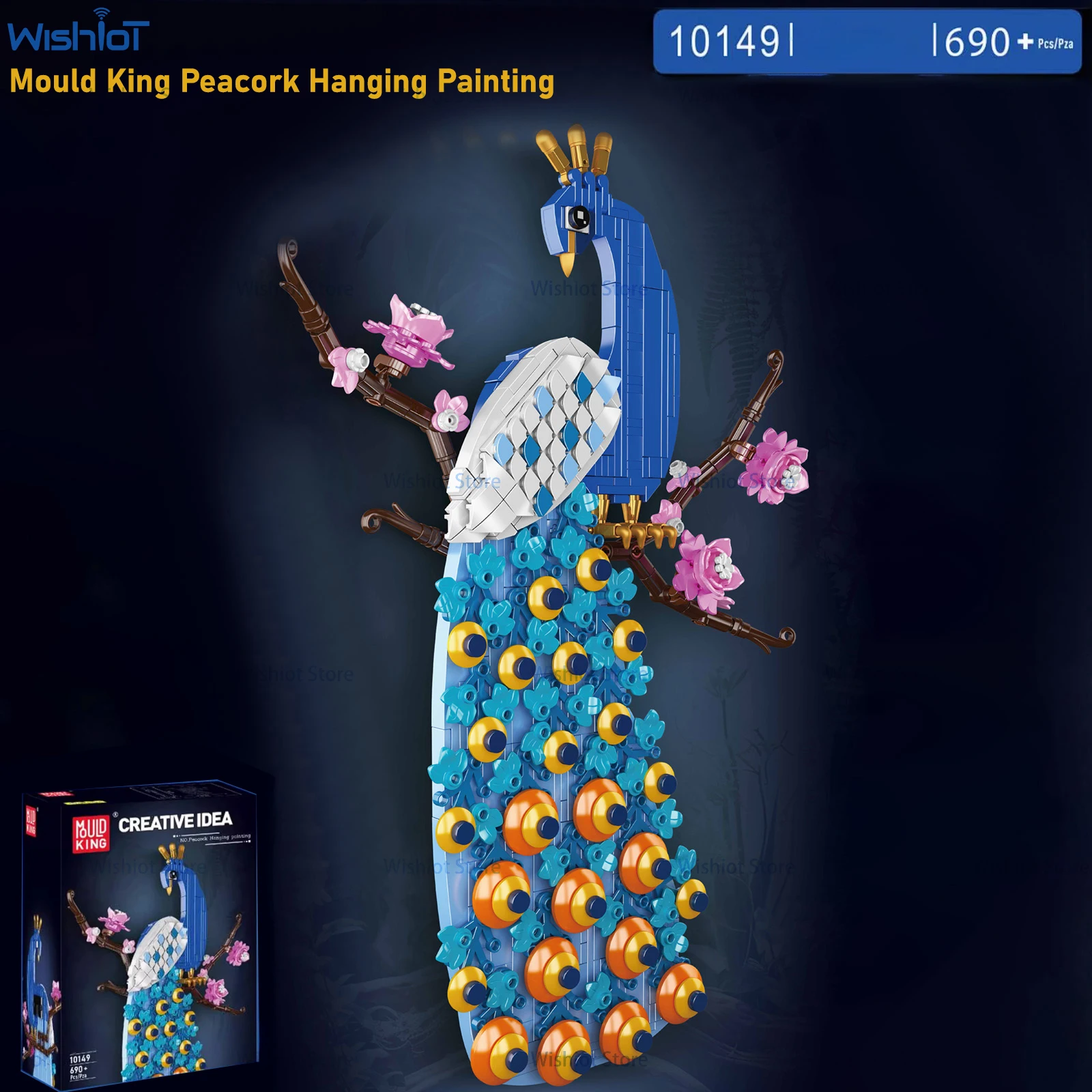 Mould King Building Blocks Peacock Hanging Painting Animals Series Assembly Puzzle Toy Creative Home Decoration Romantic Gifts