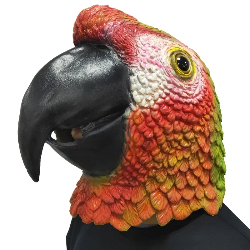 Máscara de loro de látex para disfraz de Halloween, accesorios de fiesta de Cosplay, Animal, cabeza de pájaro, novedad