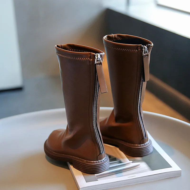 Botas altas para niñas, botines individuales informales a la moda, otoño e invierno, 2022