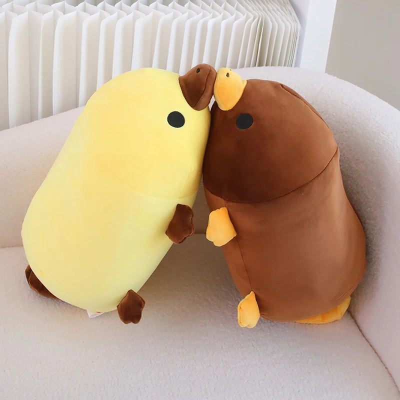 Jouet en peluche à l'ornithorynque de dessin animé, jaune et marron, oreiller naren peluche au beurre, décoration de chambre, cadeaux pour filles et garçons, 45 cm, 55cm, mignon