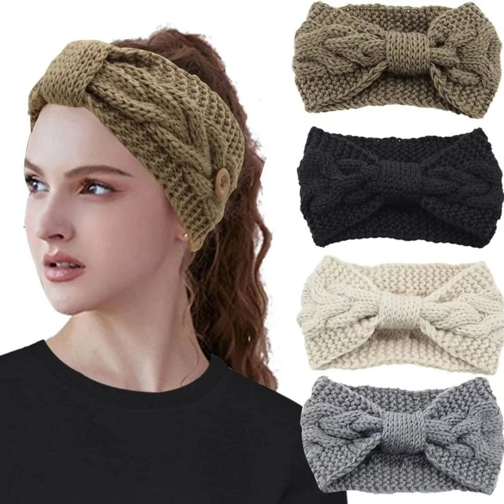 

Women Headband Solid Color Elastic Hair Bands Twisted Knitted Turban Headwrap Winter Girls Hairband Fashion Hair Accessories