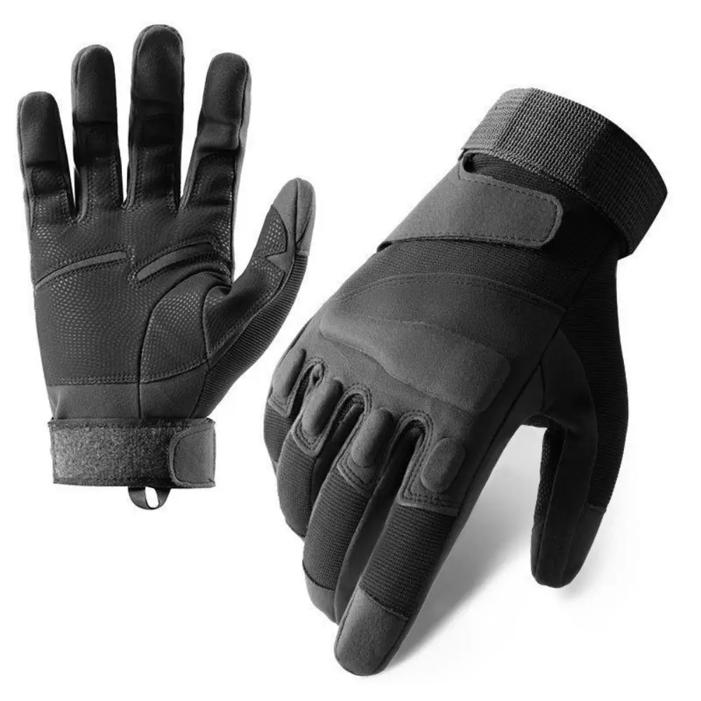 

Fashion Wear-Resistant Motorcycle Gloves Black Polyester Mountaineering Gloves Anti-Slip Anti Cutting Full Finger Gloves Women