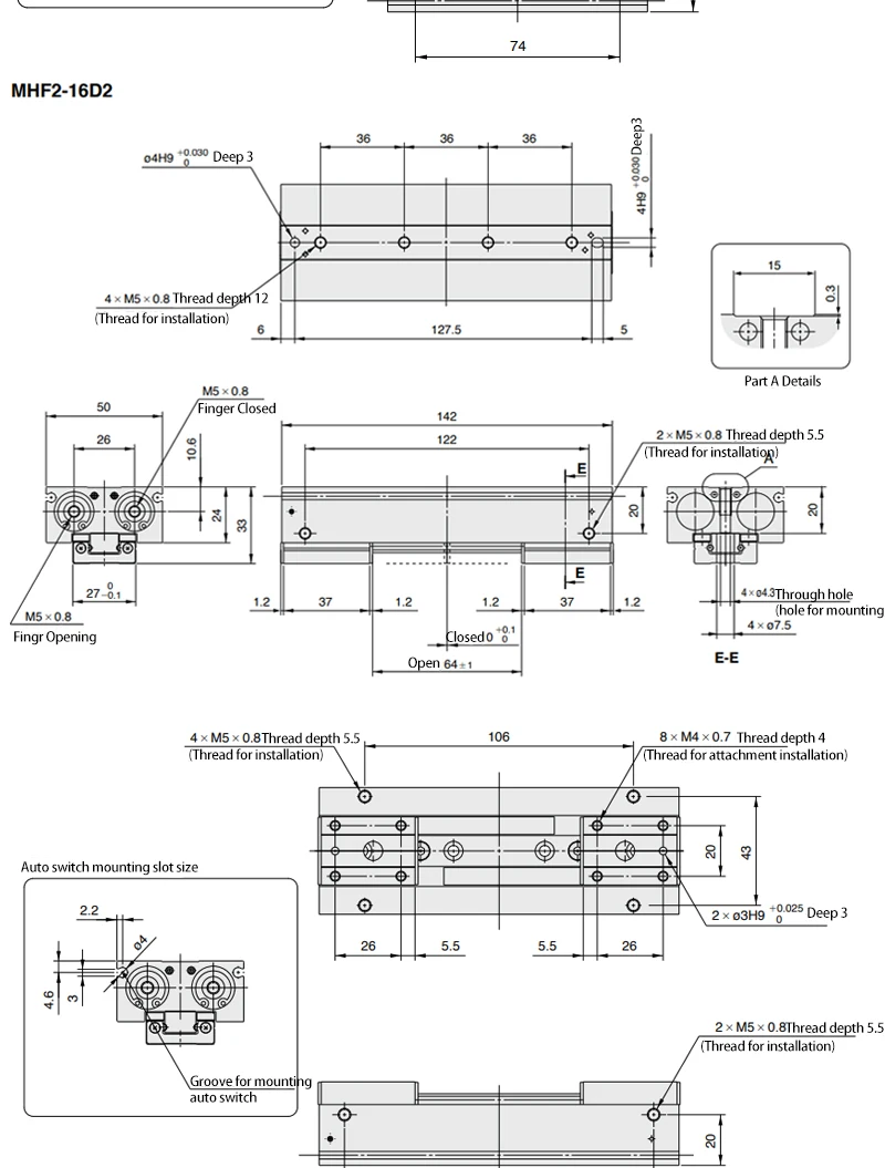 MHF2-8D MHF2-10D MHF2-12D MHF2-16D MHF2-20D Niederprofil-Luft-Parallelgreifer Pneumatischer Zylinder Pneumatischer Greifer – Detail 18