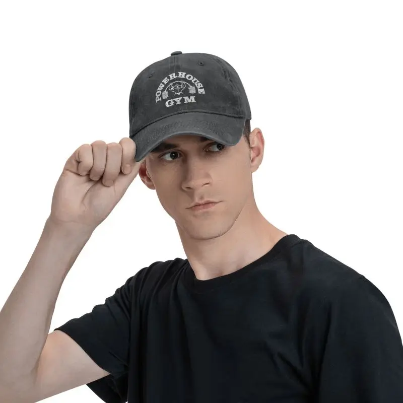 Classic Cotton Powerhouse Gym Baseball Cap for Women Men Adjustable Fitness Building Muscle Dad Hat Outdoor