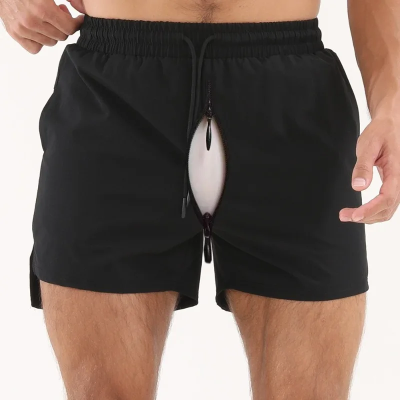 شورت رجالي مفتوح المنشعب سريع الجفاف للتمرين مقاس 3 بوصات شورت للجري في صالة الألعاب الرياضية شورت رياضي شبكي يسمح بالتهوية من الأمام قصير من الخلف طويل