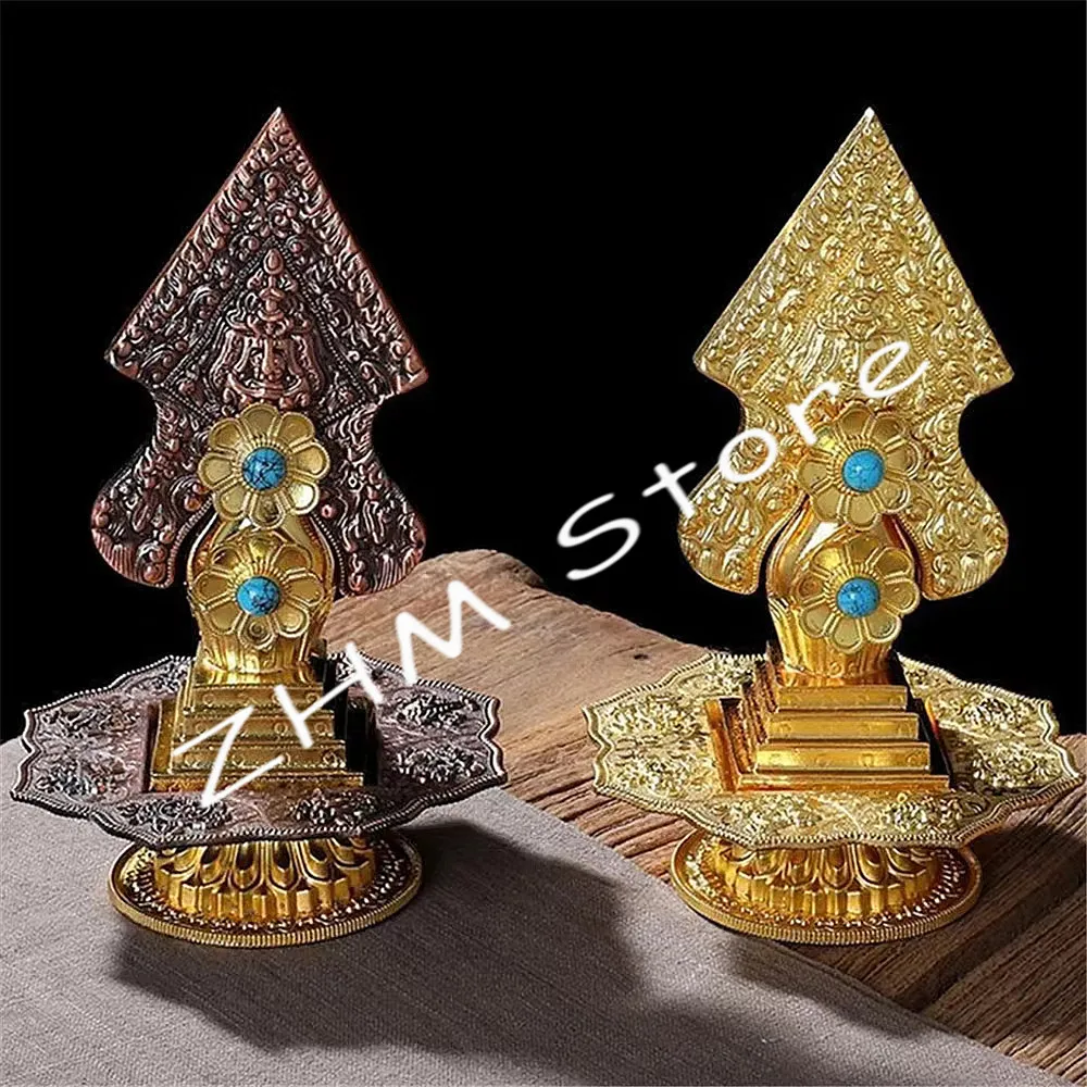 Multicolor Tibetan Alloy Engraving Inlaid Gem Ten Phase at Ease Mirror ​Handicraft Auspicious Altars Tribute Desktop Decorative