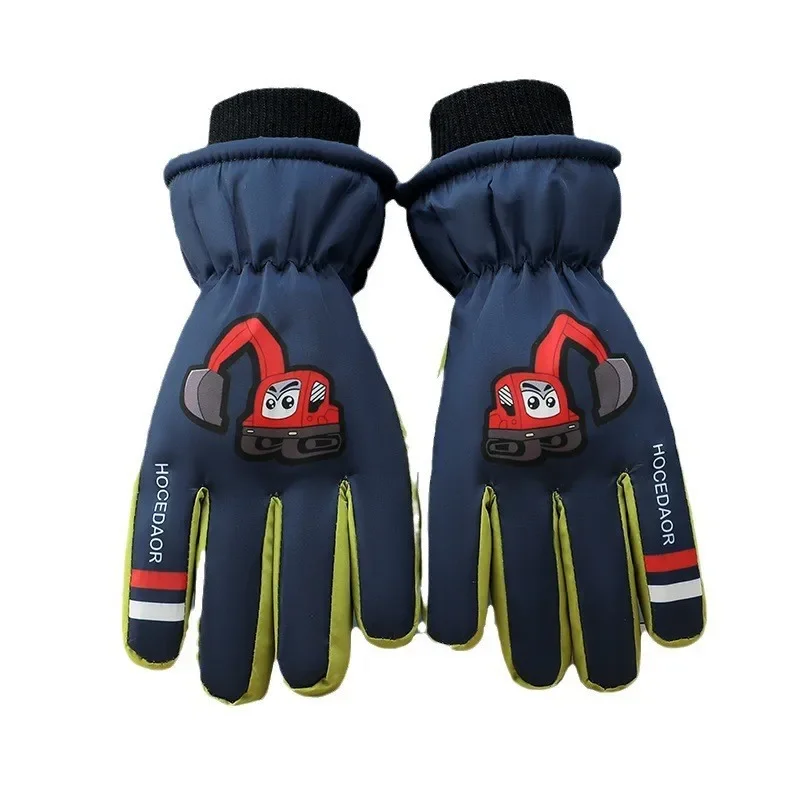 

Unisex Cartoon Ski Gloves for Kids - Winter Anti-Splash Velvet Thickened Warm Outdoor Snow Play Gloves
