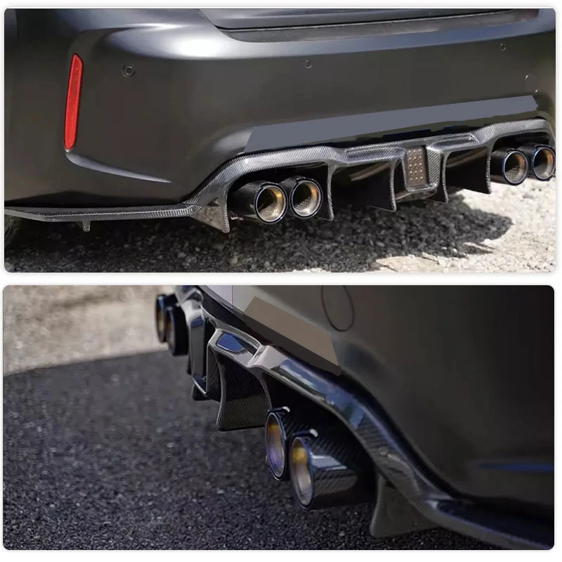 Car Rear Bumper Diffuser Lip Spoiler For BMW 2 Series F87 M2 M2C 2016-2019 Carbon Fiber Car Rear Bumper Diffuser Lip With LED