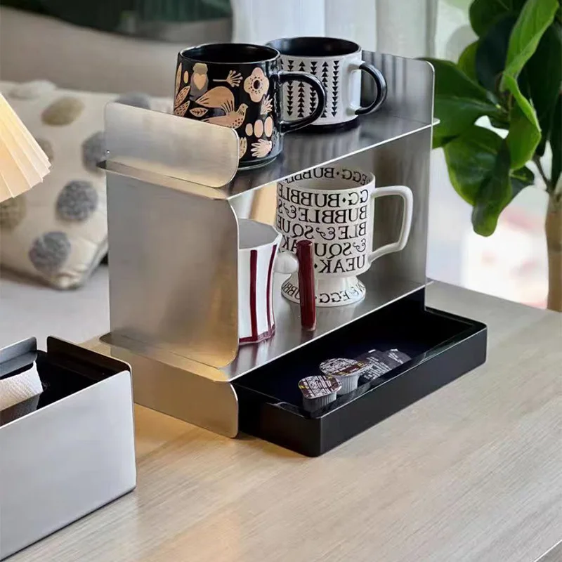 

Coffee Cup Storage Display Rack Water Bar Fingerprint Free Stainless Steel Bath Bedroom Cosmetics Perfume Shelf Medieval