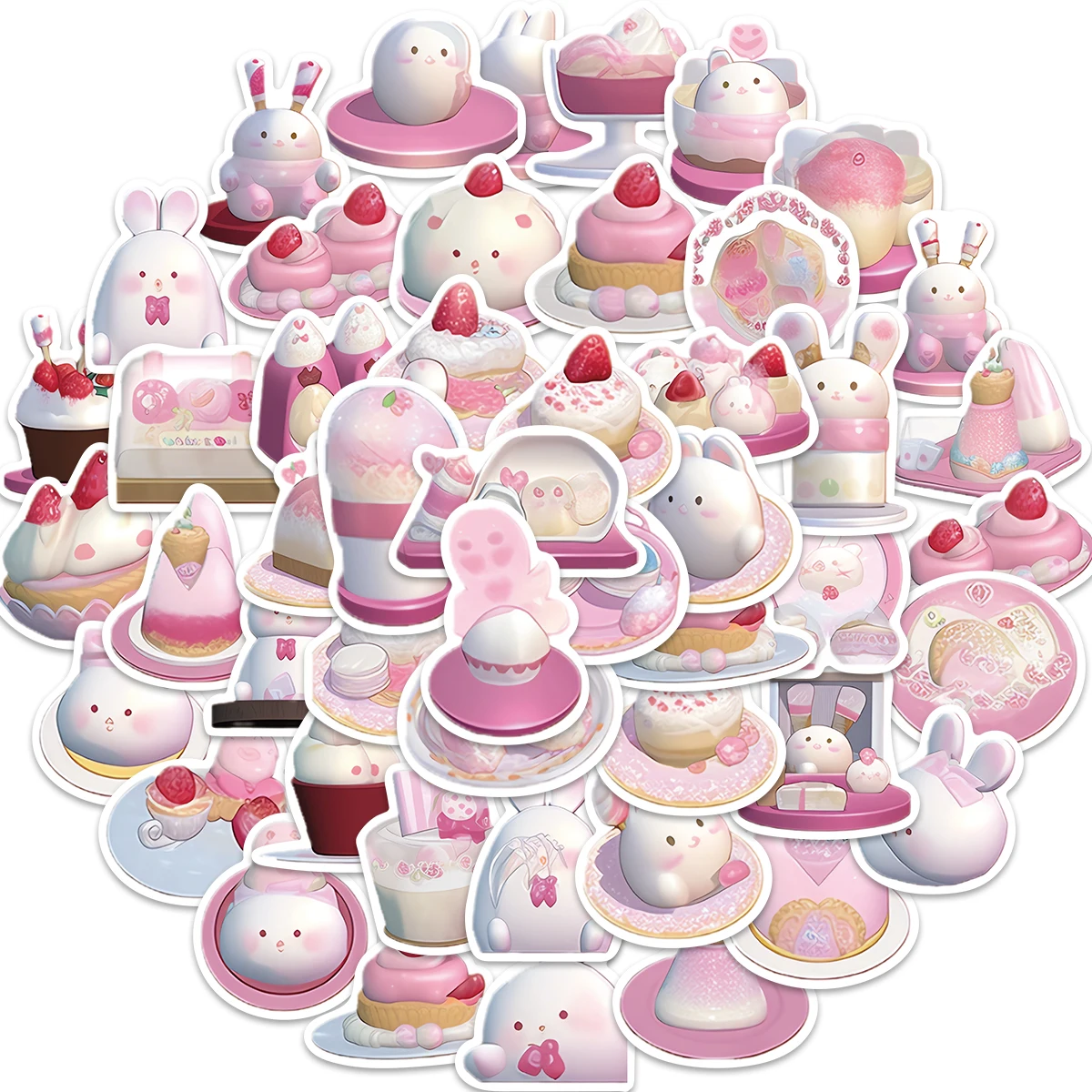 

50PCS INS Pink Rabbit Stickers Vintage For DIY Kids Notebook Luggage Motorcycle Laptop Refrigerator Decal Toys