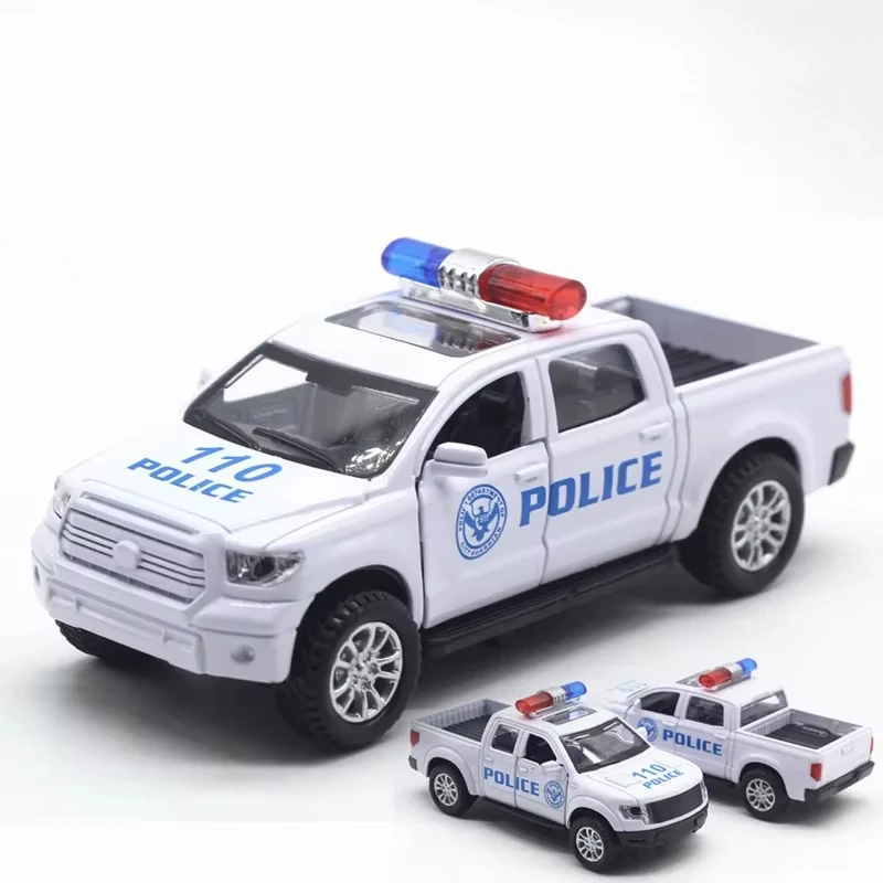 1: 32 تندرا رابتور بيك اب سيارة شرطة نموذج سيارة سبيكة نموذج الصوت والضوء قوة لعبة أطفال هدية عيد ميلاد #3