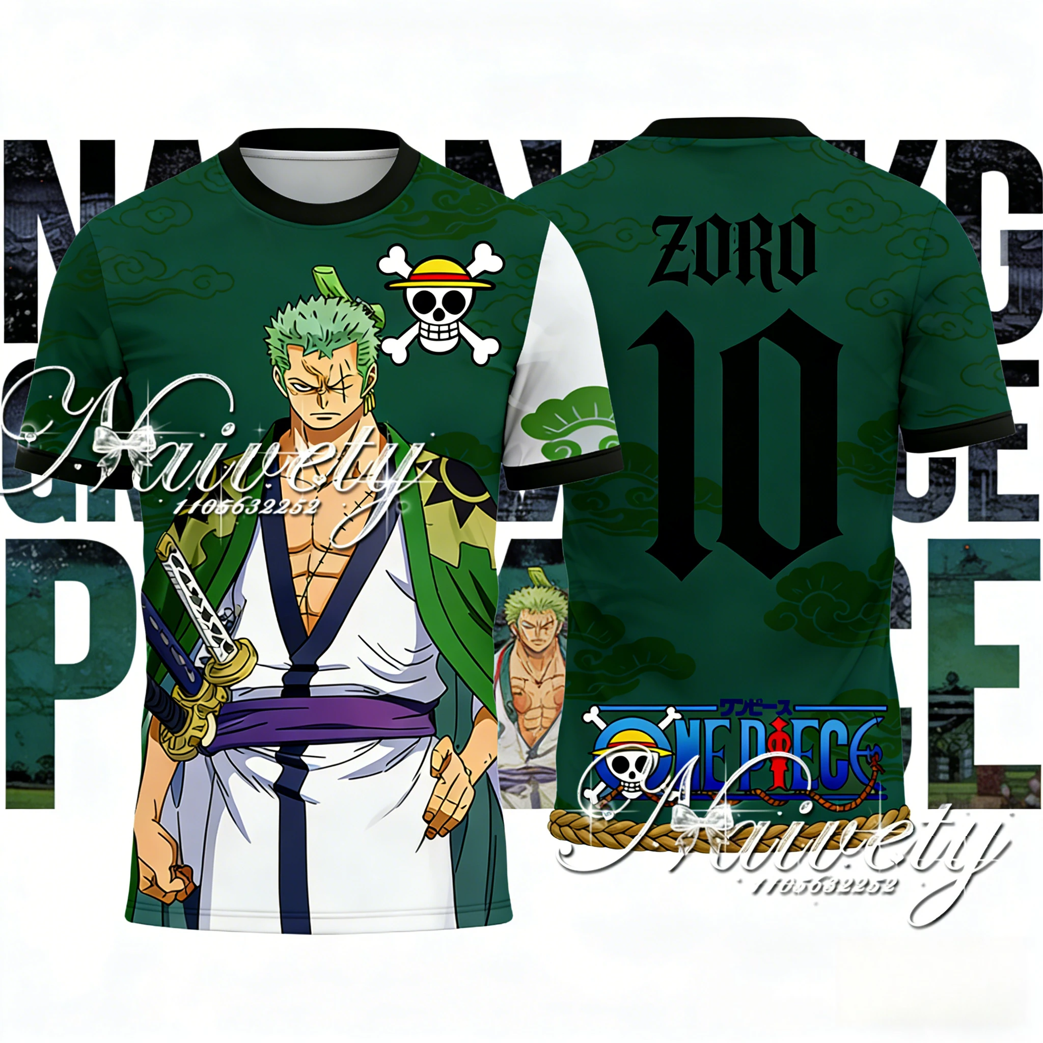 

2026 Summer One Piece Roronoa Zoro Retro 3D Print T-Shirt Adult Kids Breathable Quick Dry Outdoor Sports Short Sleeve Tee Y2k