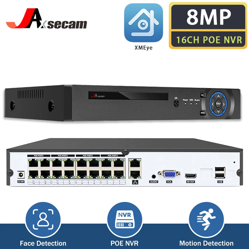 

16CH 10CH 8CH 4CH 4K 8MP 5MP POE NVR For POE IP CCTV Surveillance Camera System Kit H.265+ CCTV NVR Audio Video Record XMeye