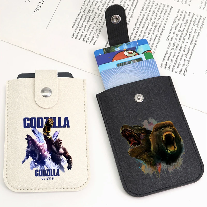 Godzillas VS KingKongs ID Card Holder Bags New Anime Monster Figures Bus Bank Cards Storage PU Stacked Pull-out Type Pouch Gift