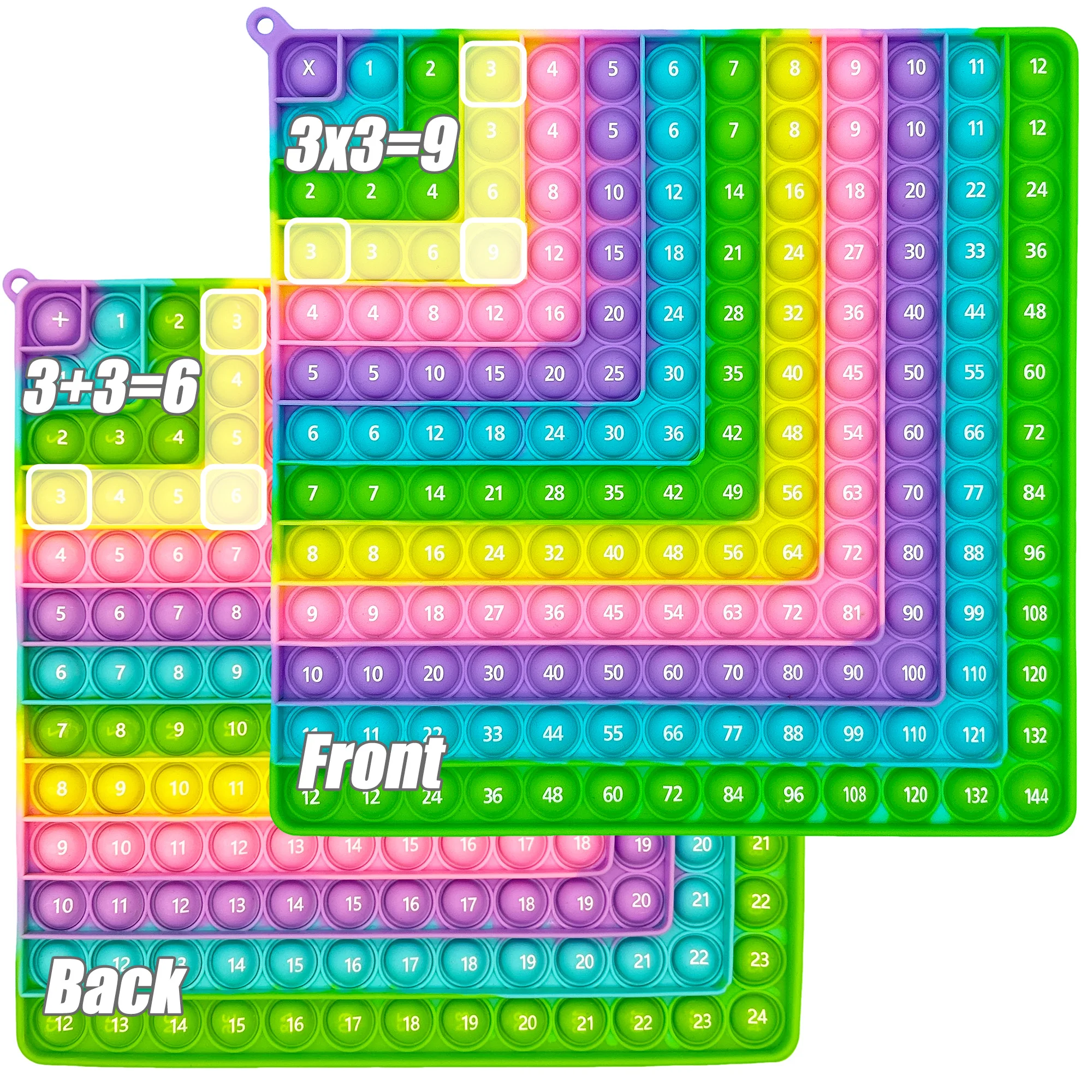 Multiplication Addition 1-12 Math Practice Board Games, Push Bubbles Times Table Teaching Fidget Toys, Learning Toys for Kids