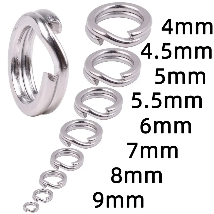 50 teile/schachtel Edelstahl Split Ring Angeln Doppel Oval Split Ring Solide Ring Zubehör Für Angeln Haken Snap Locken Swivel