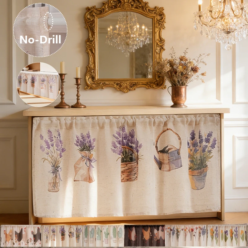 

Nordic Style Linen Short Curtains Cabinets Dust Curtains Kitchen Semi Curtains Living Room Kitchen Atmosphere Decoration 짧은 커튼