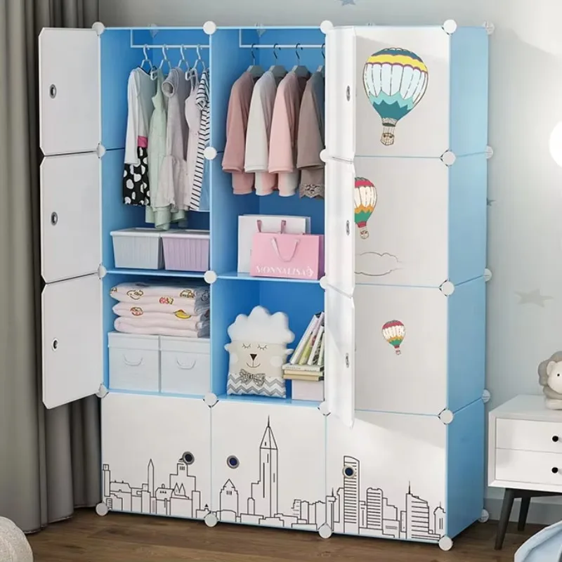 

Household Diy Children's Plastic Wardrobe Cute Cabinet Portable Clothes Storage Tissue