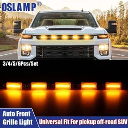 3/4/5/6Pcs Front Grille LED Auto Lights Signal Lamp Universal Fit For Pickup Off-Road SUV Car Accessories LED Light With Harness