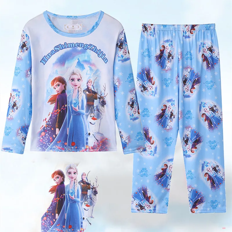 New Anime Frozen Elsa Pajama Set Kawaii Elsa Children\'s Clothing Set Cartoon Girl Leisure Wear Kids Gifts