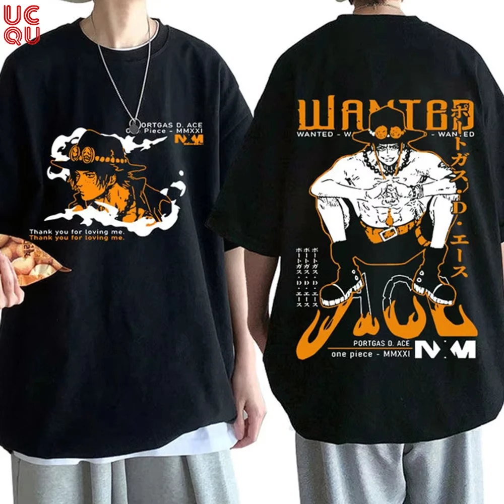 

ONE PIECE Portgas D Ace Printed T Shirt Men Summer Anime Men's Clothing Graphic T Shirts Cotton Short Sleeve Tops Hip Hop Street