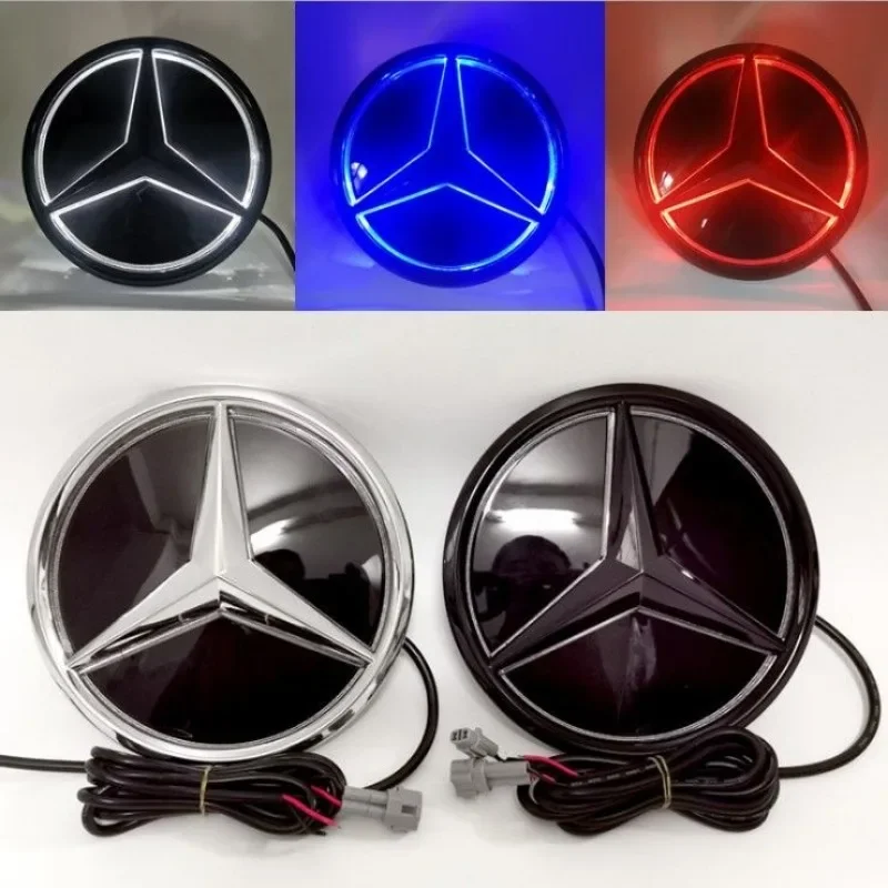 Car Front Grill Logo Light mirror face LED Badge For Mercedes Benz W166 GLS350 AMG/GLS63 X205 Emblem Luminous Decorative Light