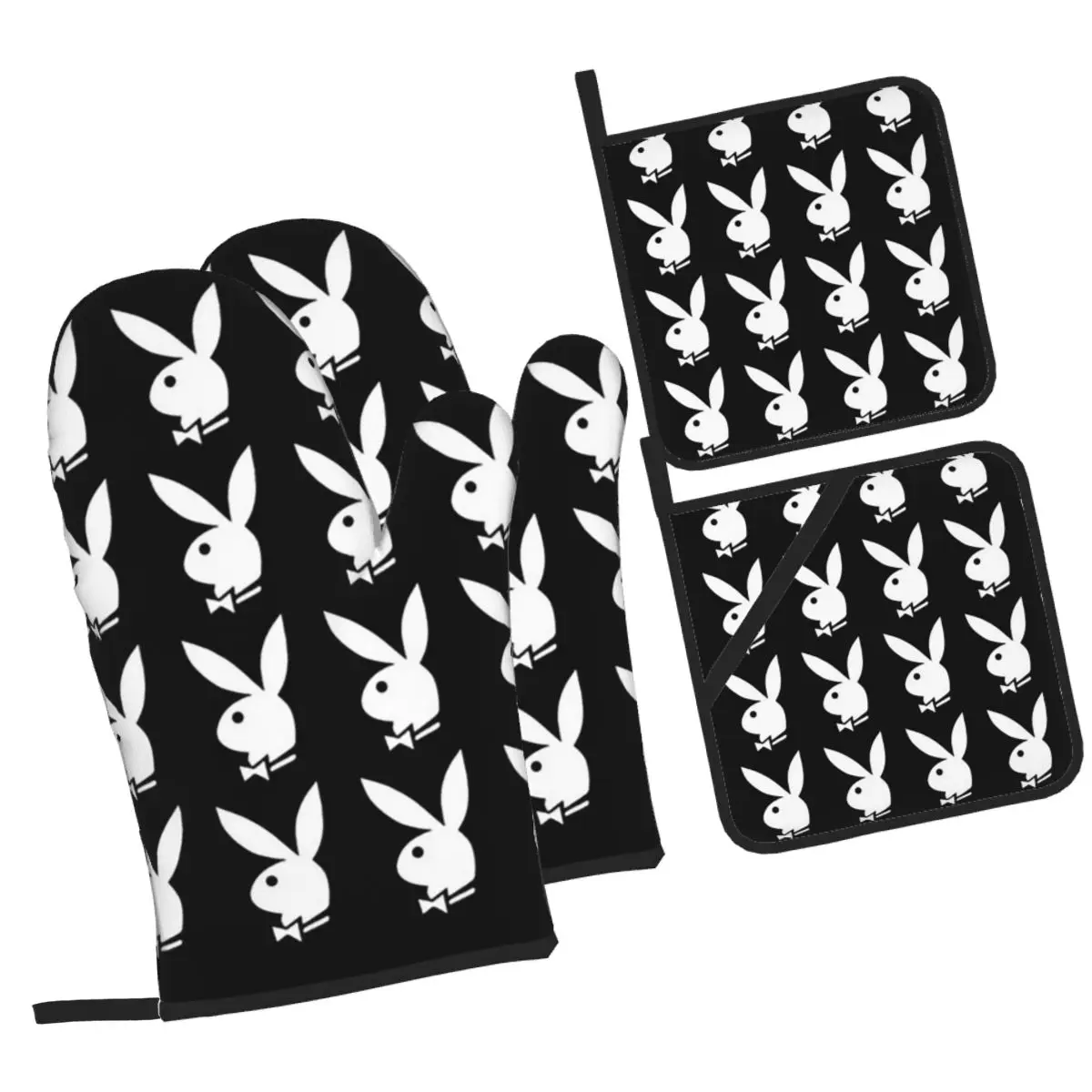 

Y2k Bunny Design Oven Mitts and Pot Holder Sets of 4 for Baking Kitchen Cooking Grilling Resistant Non-Slip Gloves
