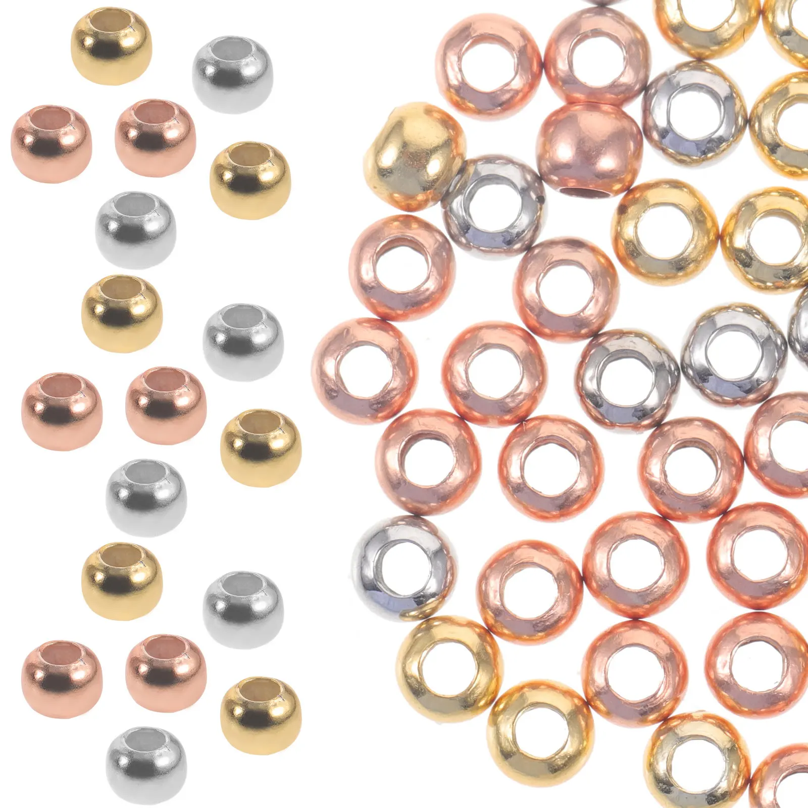 

60Pcs Jewelry Making Spacer Beads Silver Round Loose Beads DIY Accessories for Bracelet Necklace Craft Supplies Jewelry Crafting