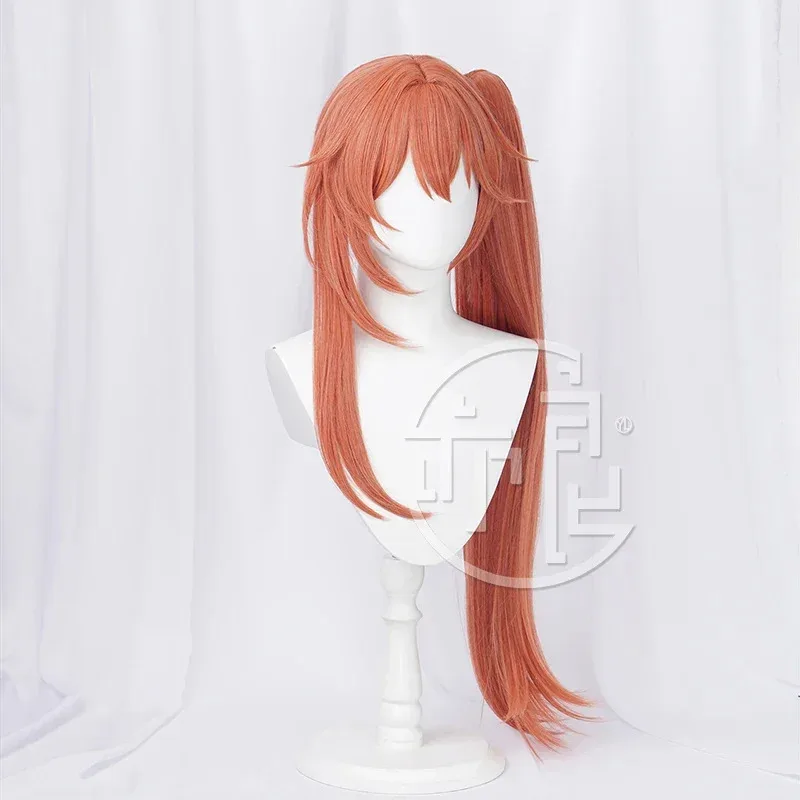 뉴애니메 게임 혼카이: 스타 레일 코스 구이나이펜 가발 시안저우 루오푸 아크로바틱 마스터 코랄 오렌지 80CM 코스프레 가발2025c;5,v'8.d