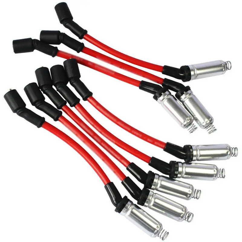 8Pcs Spark Plug Wires Vehicle Parts Plastic Red Car Supplies Ignition Wires Fit for GMC V8 2000-2009 9748Rr M8-48322 48322 7831