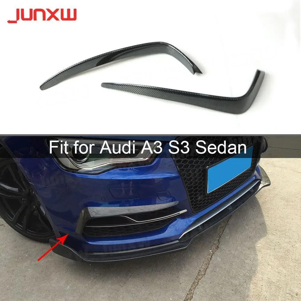 

Carbon Fiber Front Foglamp Light Eyebrows Cover Trims for Audi A3 S3 Sedan 2013-2016 not Hatchback or Sportback FRP