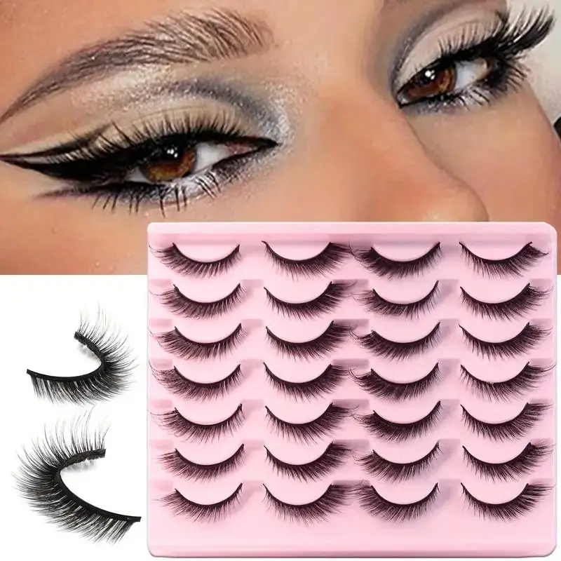 14 pairs of luxurious and fluffy false eyelashes to enhance your eyes, easy to stick, reusable (14 pairs, C roll)