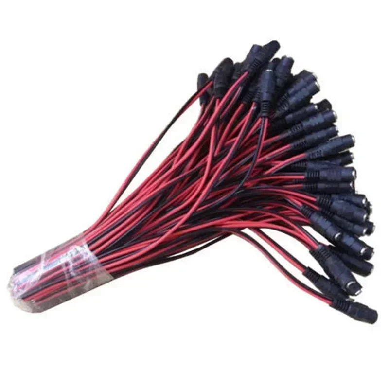 12V DC, 26cm, 5.5mm x 2.1mm, Power supply adapter plug, male female jack cable cords wire for LED Strip Light Camera